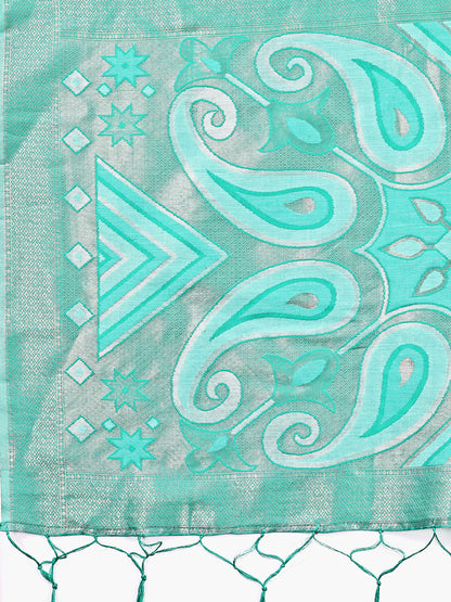 Astita Grace in Every Thread: Sea green Patola Linen Cotton Saree Woven with Cultural Elegance