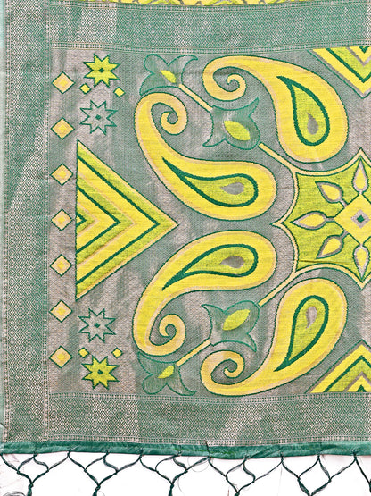 Astita Grace in Every Thread: Yellow Patola Linen Cotton Saree Woven with Cultural Elegance