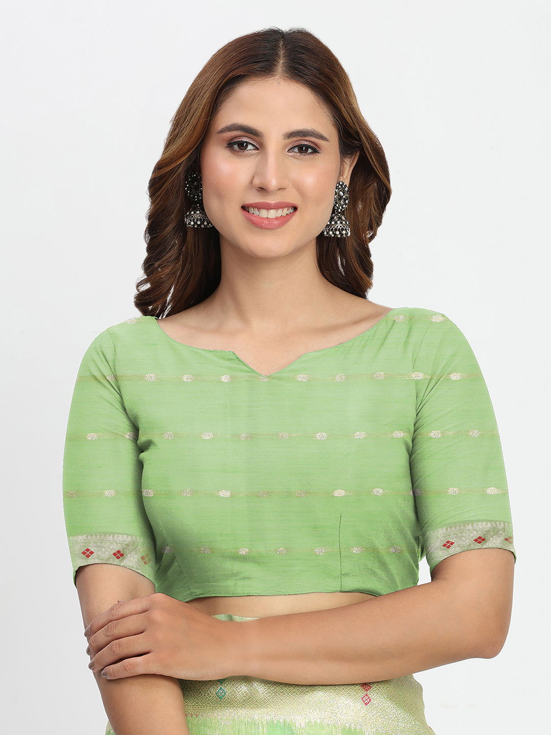 Astita Light Green Linen Saree with Multicolor Weaving & Zari Pallu - Elegant & Lightweight for Everyday Grace