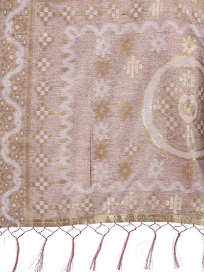 Astita Graceful Beige & Brown Linen Cotton Saree – Lightweight Elegance for Modern Women