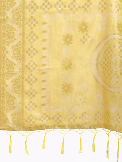 Astita Graceful Beige & Yellow Linen Cotton Saree – Lightweight Elegance for Modern Women