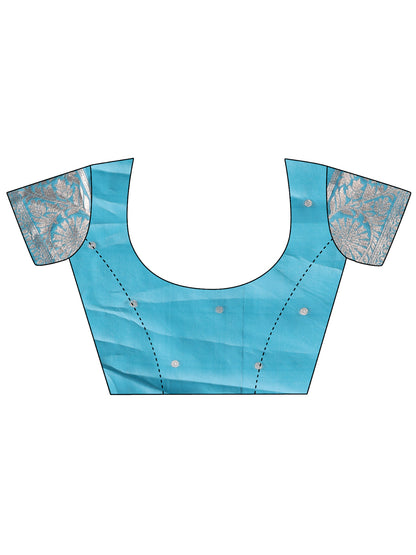 Astita White & Sea Green Woven Linen Cotton Saree with Rich Zari Border – Soft Festive Wear Saree for Women