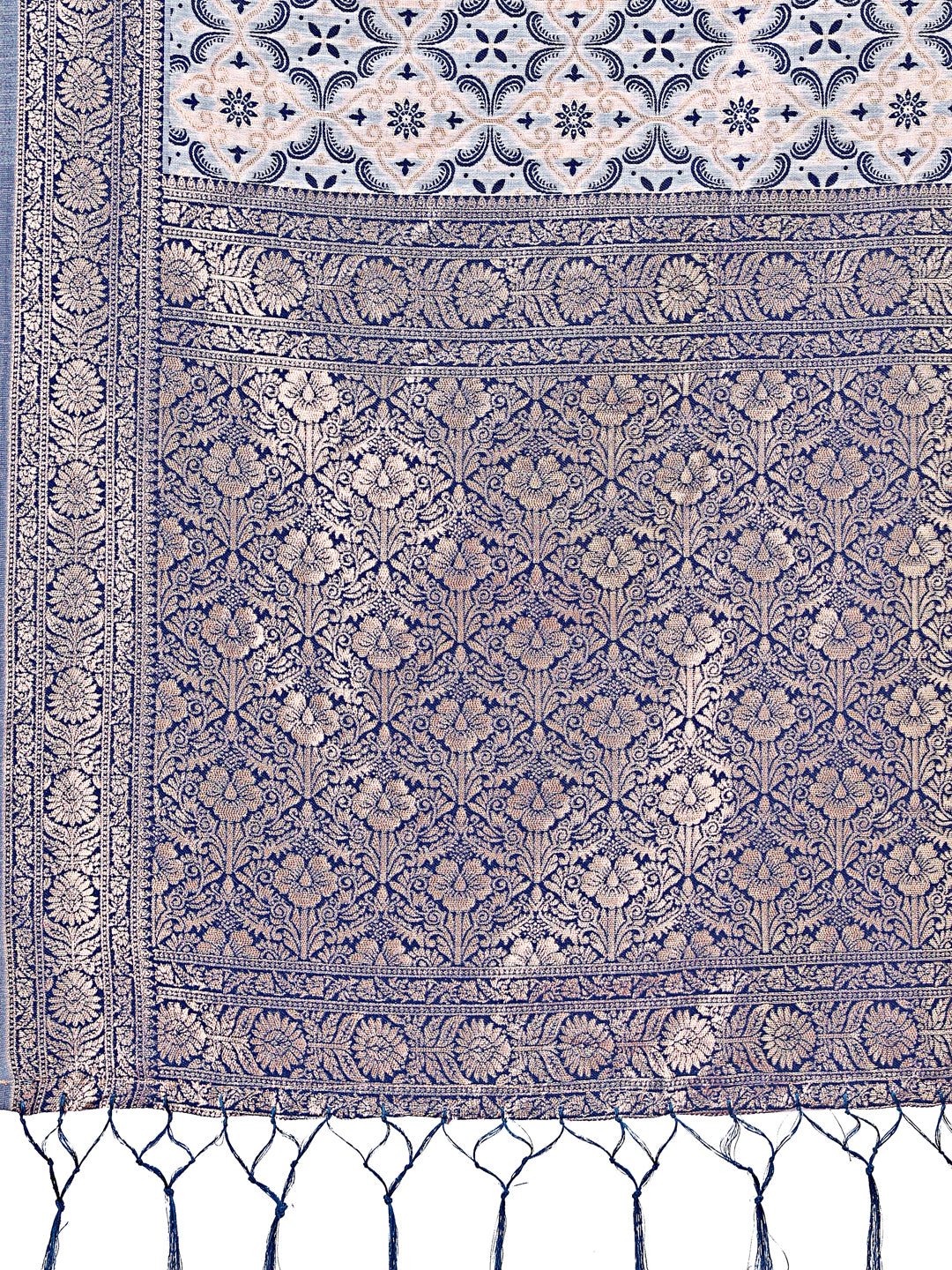 Astita Blue Linen Saree with Rich Woven Zari Work – Elegant Ethnic Saree for Festive & Office Wear