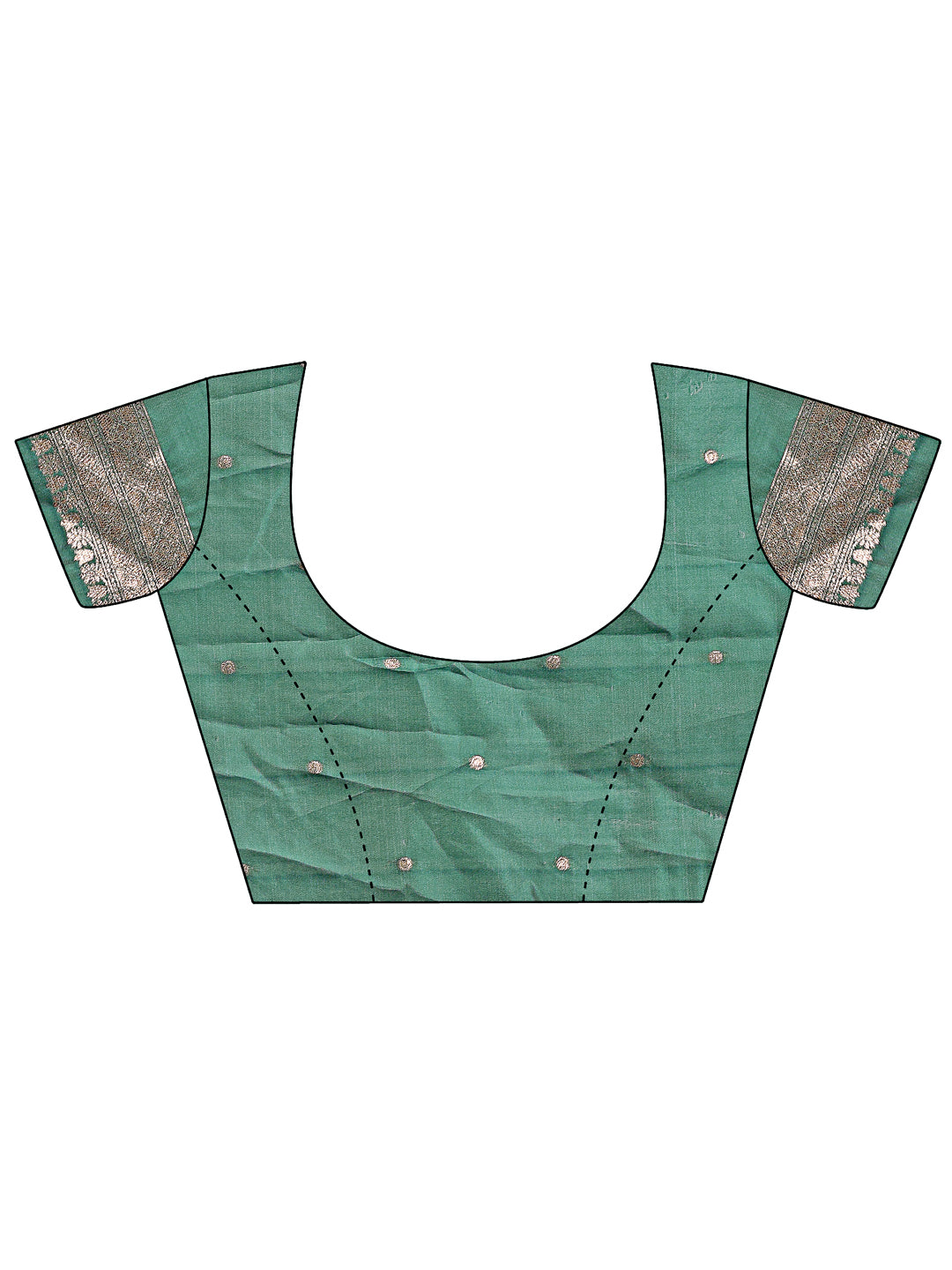 Astita Elegant Green & Cream Linen Saree with Geometric Design and Zari Border – Festive & Party Wear