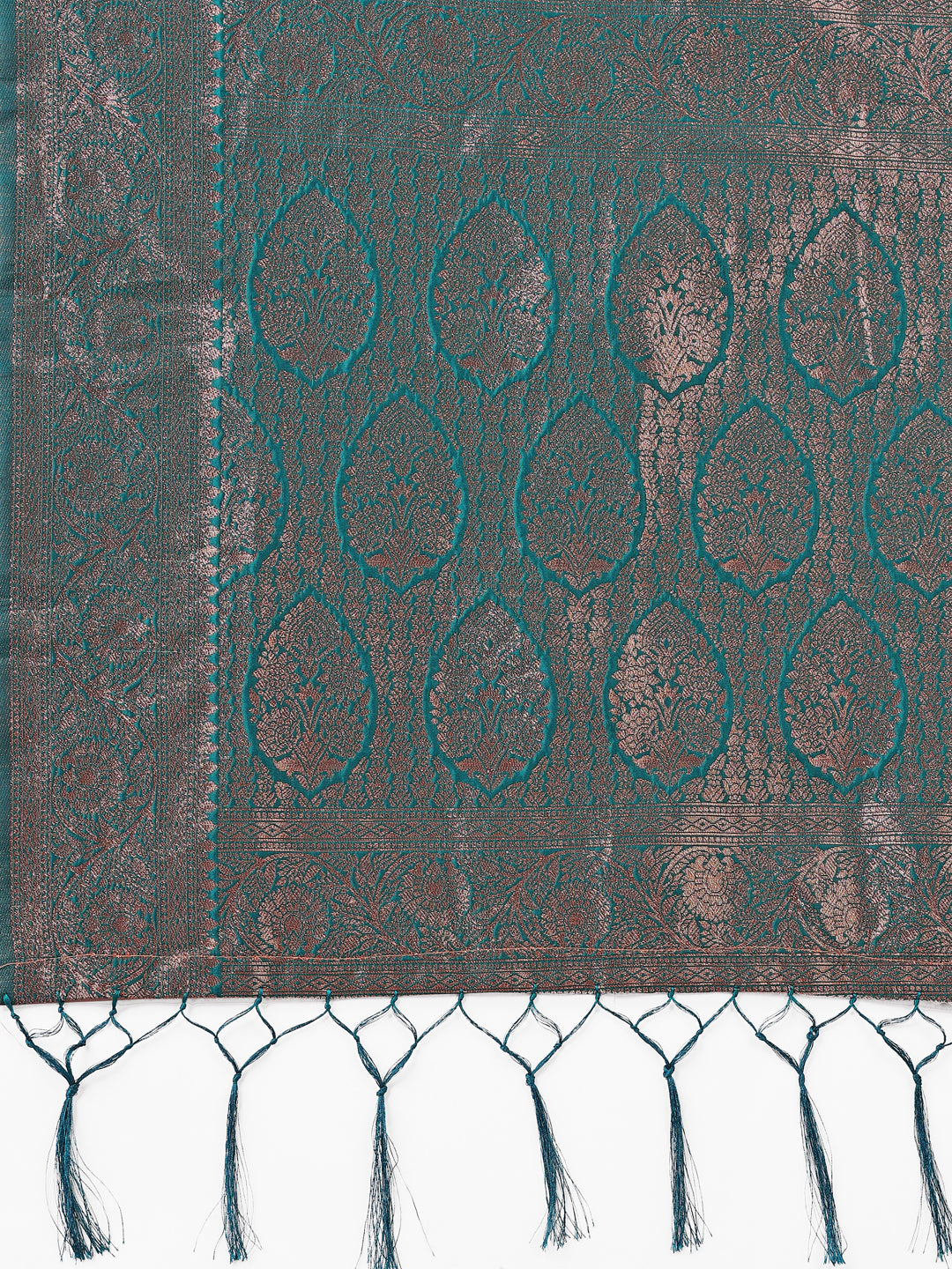 Astita Teal Blue Banarasi Silk Saree with Silver Zari Woven Pallu & Border – Wedding & Festive Wear Elegance
