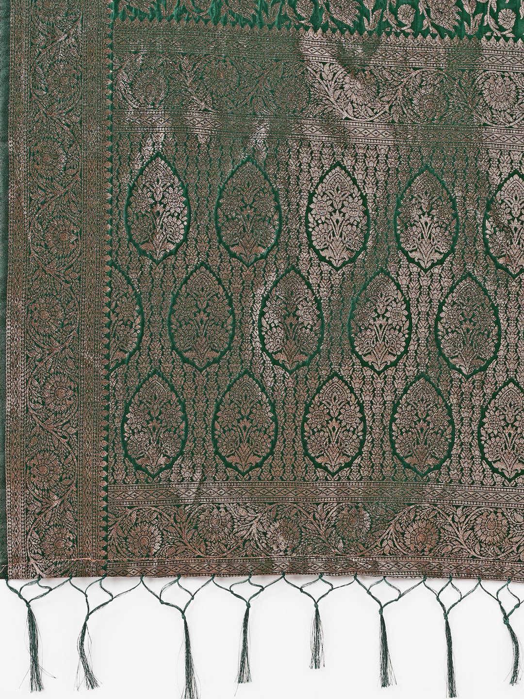Astita Green Banarasi Silk Saree with Silver Zari Woven Pallu & Border – Wedding & Festive Wear Elegance