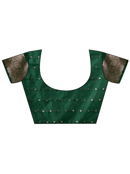 Astita Green Banarasi Silk Saree with Silver Zari Woven Pallu & Border – Wedding & Festive Wear Elegance