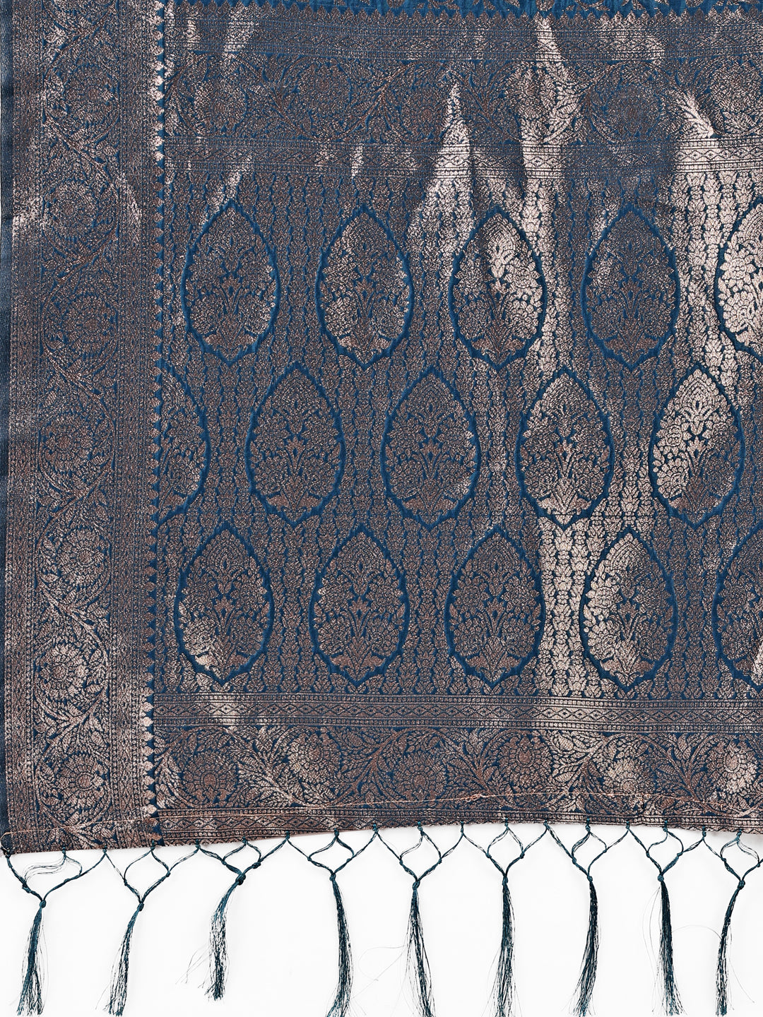 Astita Blue Banarasi Silk Saree with Silver Zari Woven Pallu & Border – Wedding & Festive Wear Elegance