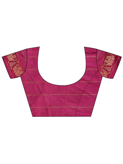 Astita Fiery Purple Banarasi Silk Saree with Gold Zari and Colorful Pallu – Perfect for Bridal, Wedding & Festive Glamour
