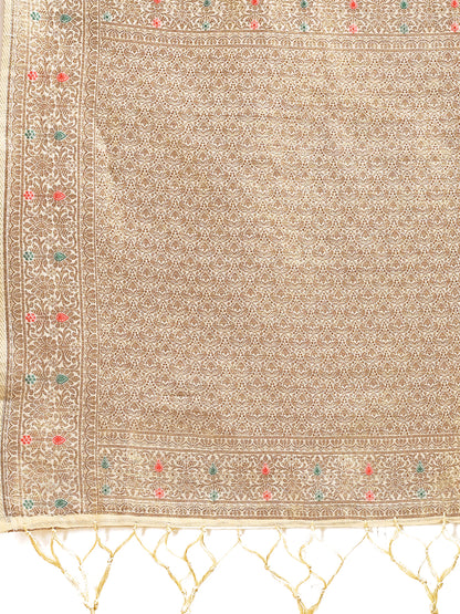 Astita Elegant Cream Cotton Saree – Timeless Charm with Floral Detailing