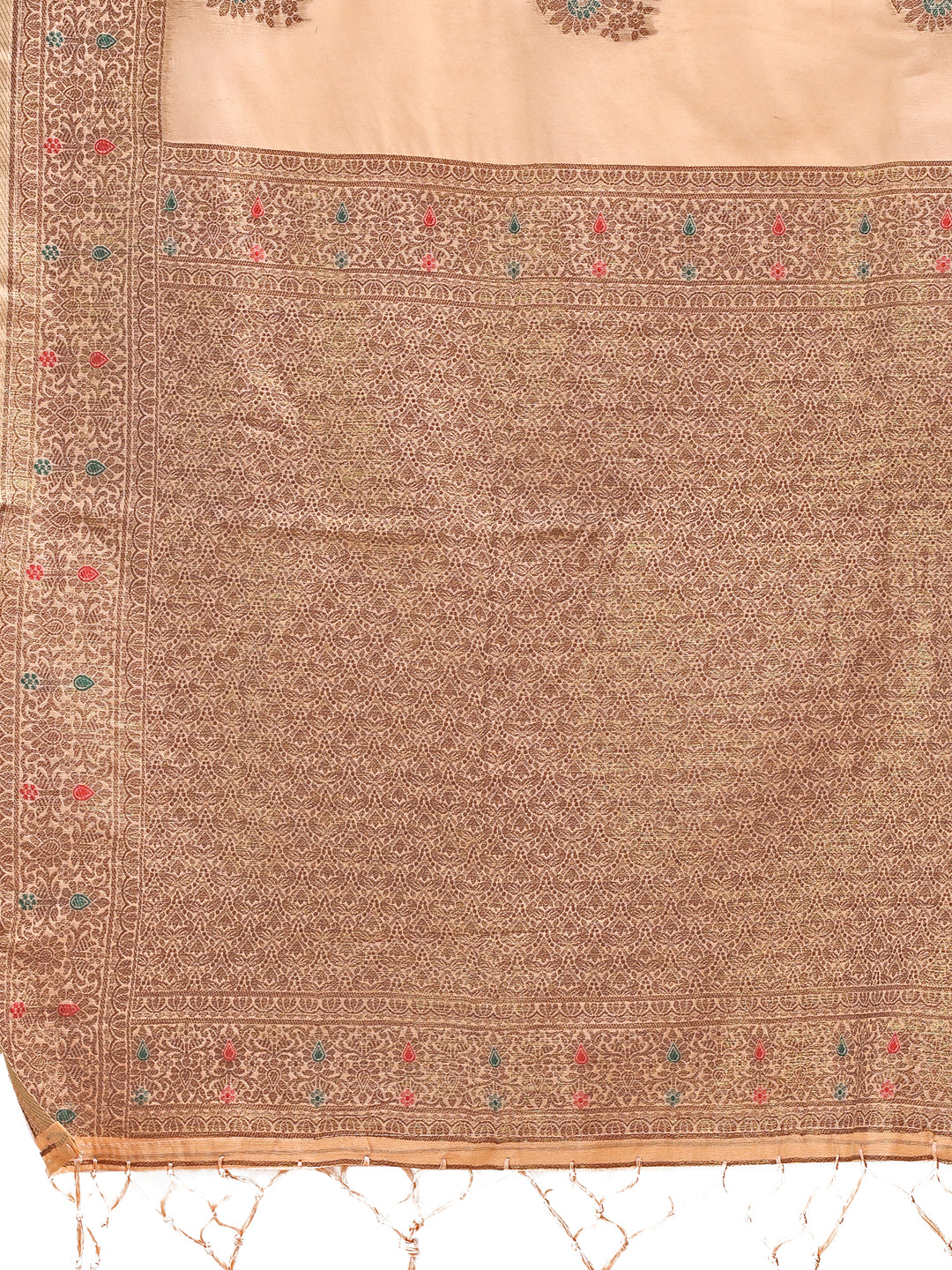 Astita Elegant Peach Cotton Saree – Timeless Charm with Floral Detailing