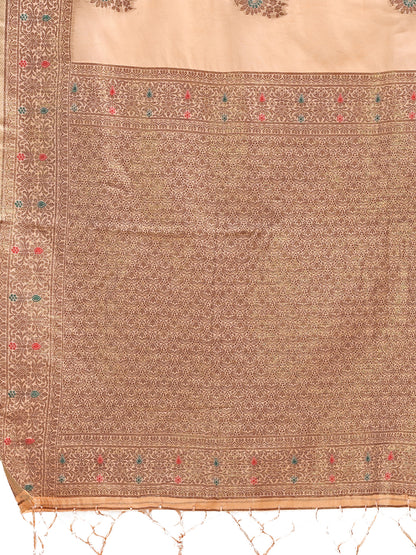 Astita Elegant Peach Cotton Saree – Timeless Charm with Floral Detailing