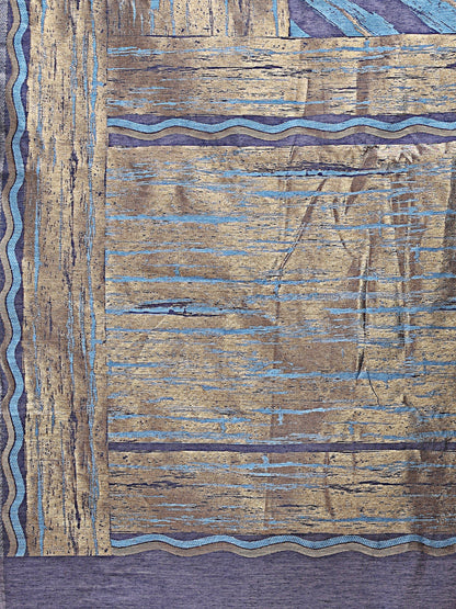 Astita Elegant Navy Blue & Sky Stripe Cotton Saree – Breezy Beauty with Artistic Flair