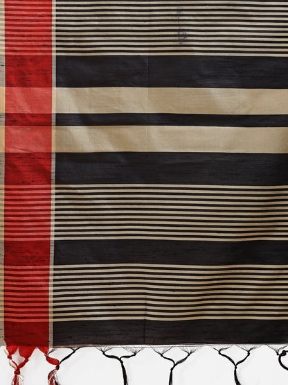 Astita Classic Black & Red Cotton Saree – Bold, Beautiful & Unapologetically You