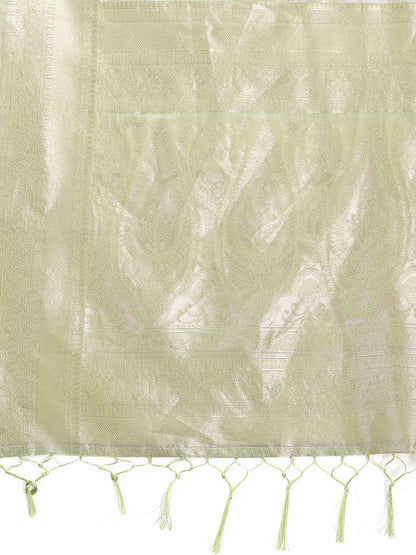 Astita Light Green Linen Cotton Saree – Elegant Simplicity for Everyday Grace