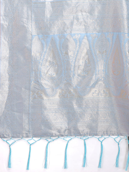 Astita Sky Blue Linen Cotton Saree – Elegant Simplicity for Everyday Grace