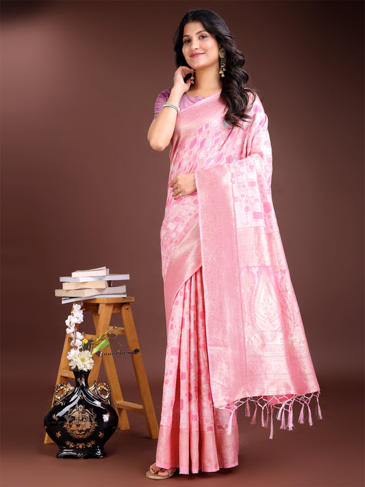 Astita Pink Linen Cotton Saree – Elegant Simplicity for Everyday Grace