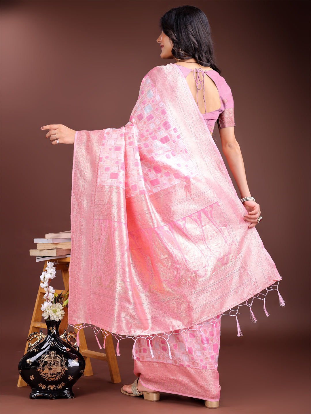 Astita Pink Linen Cotton Saree – Elegant Simplicity for Everyday Grace