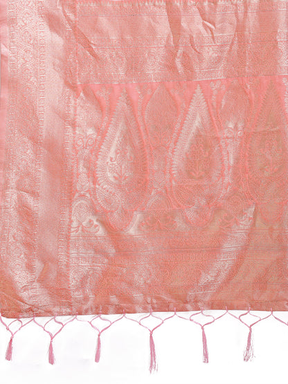 Astita Peach Linen Cotton Saree – Elegant Simplicity for Everyday Grace