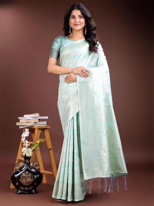 Astita Sea Green Linen Cotton Saree – Elegant Simplicity for Everyday Grace