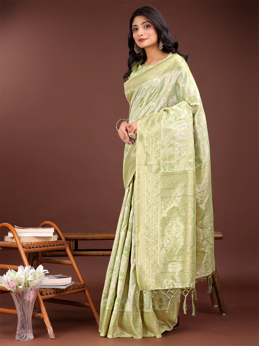 Astita Elegant Peach Cotton Saree with Golden Zari Work – Graceful Comfort for Everyday & Festive Wear