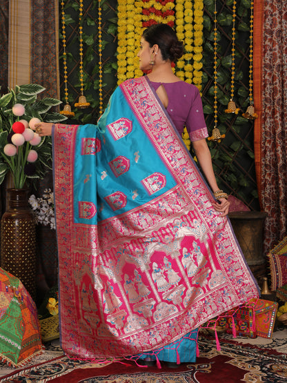 Astita Traditional Red Art Silk Temple Border Festive Wedding Wear Saree