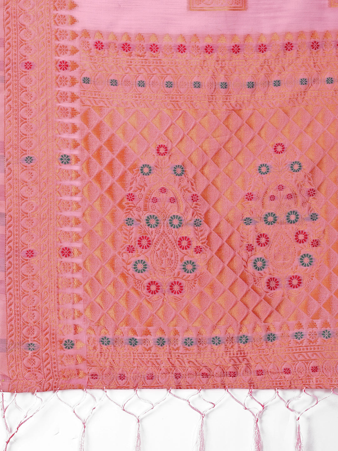 Astita Elegant Light Pink Linen Saree with Intricate Woven Patterns – Lightweight Grace for Everyday and Festive Moments
