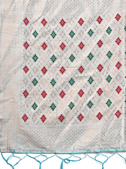 Astita Elegance Draped in Threads: Sky Blue Linen Cotton Saree Woven with Serene Charm