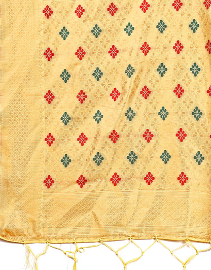 Astita Elegance Draped in Threads: Yellow Linen Cotton Saree Woven with Serene Charm