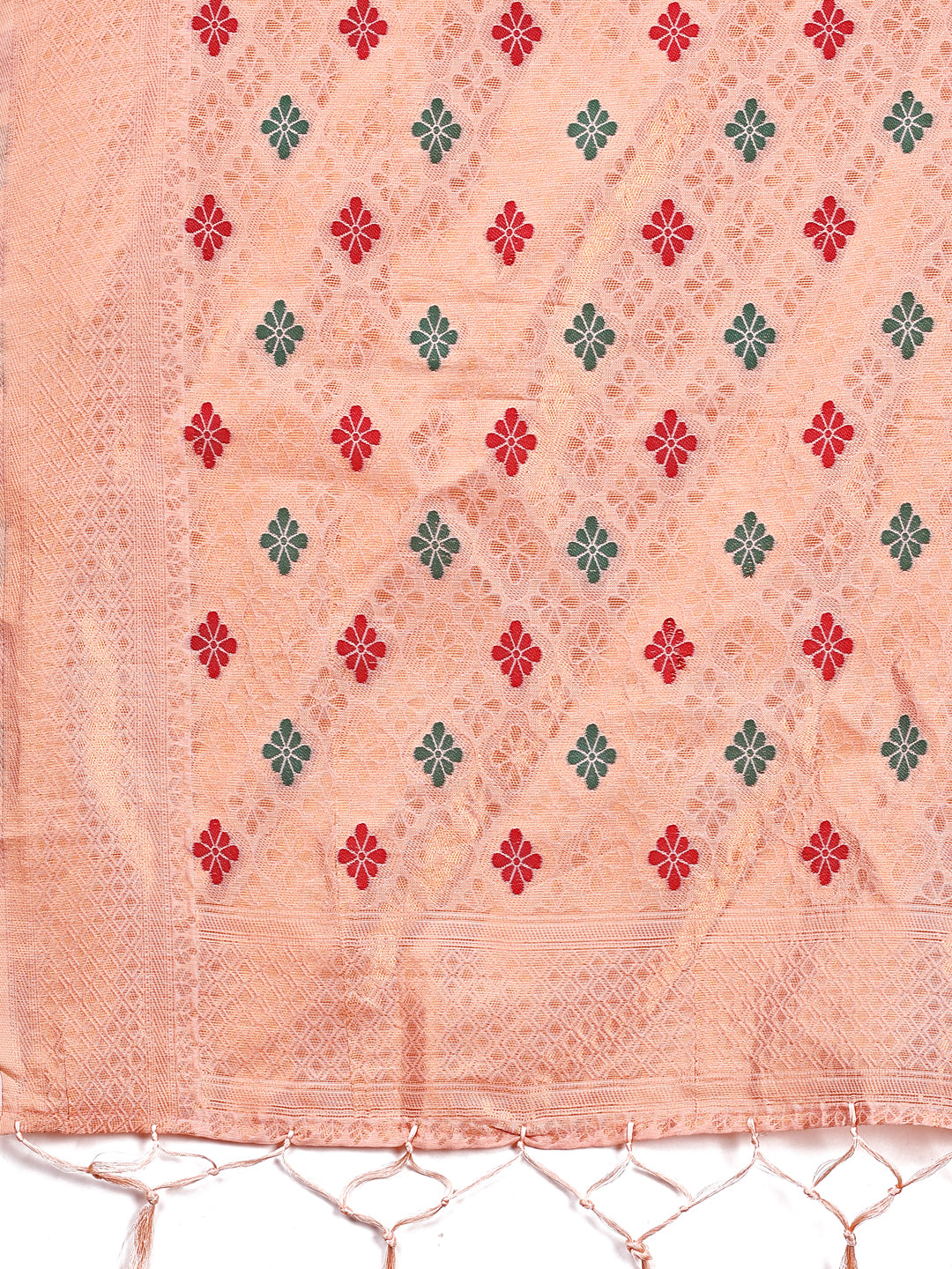Astita Elegance Draped in Threads: Peach Linen Cotton Saree Woven with Serene Charm