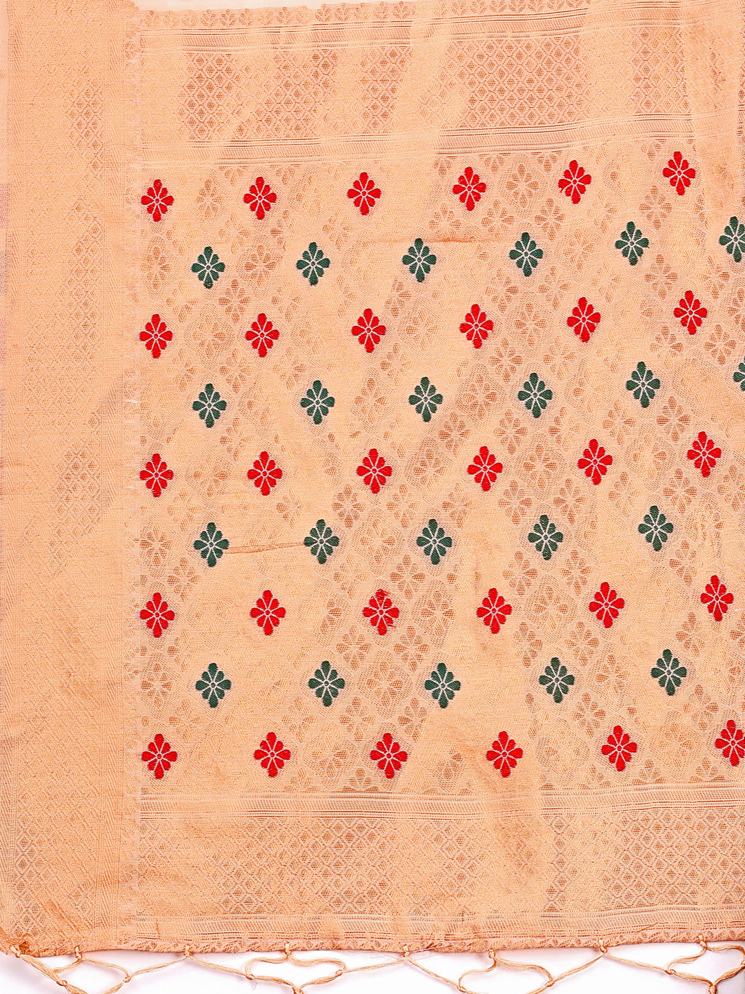 Astita Elegance Draped in Threads: Orange Linen Cotton Saree Woven with Serene Charm