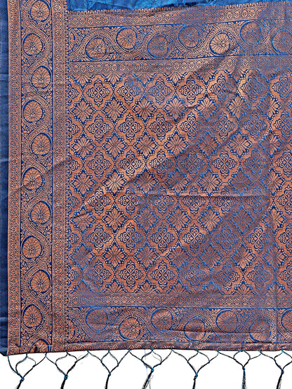 Astita Majestic Royal Blue Banarasi Silk Saree with Golden Zari – Timeless Indian Ethnic Elegance for Weddings & Festive Occasions