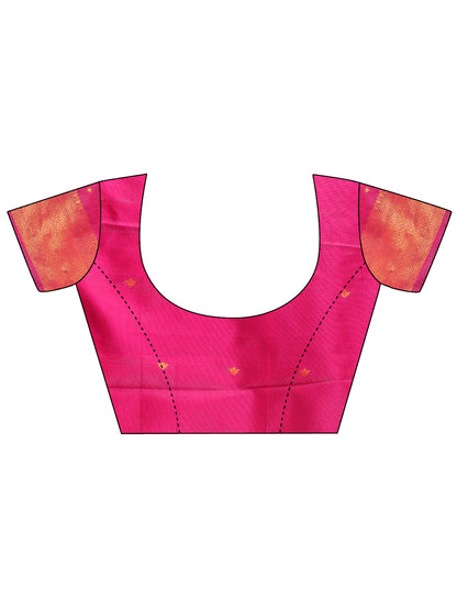 Astita Magenta Linen Cotton Saree with Golden Zari Leaf Woven Design & Rich Pallu – Festive Wear | Office Look | Soft Drape