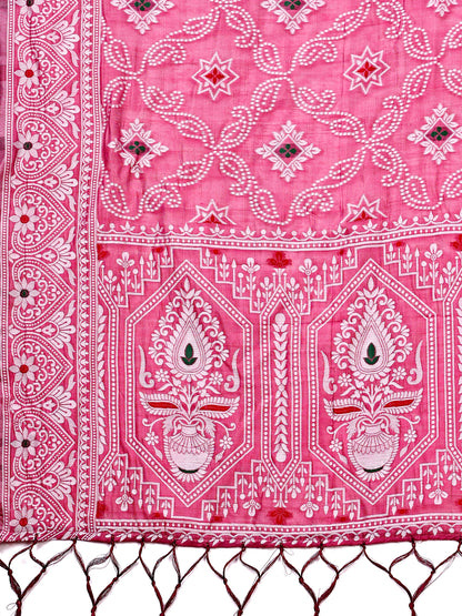 Astita Pink Bliss Linen Cotton Saree – Timeless Beauty in woven work Threads