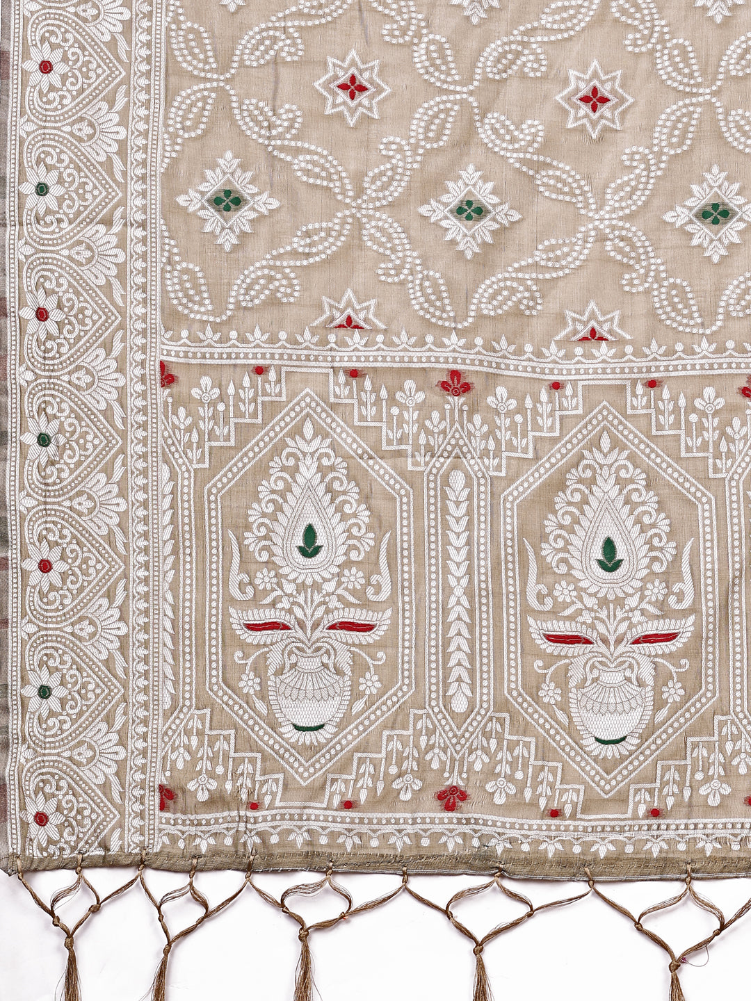 Astita Brown Bliss Linen Cotton Saree – Timeless Beauty in woven work Threads
