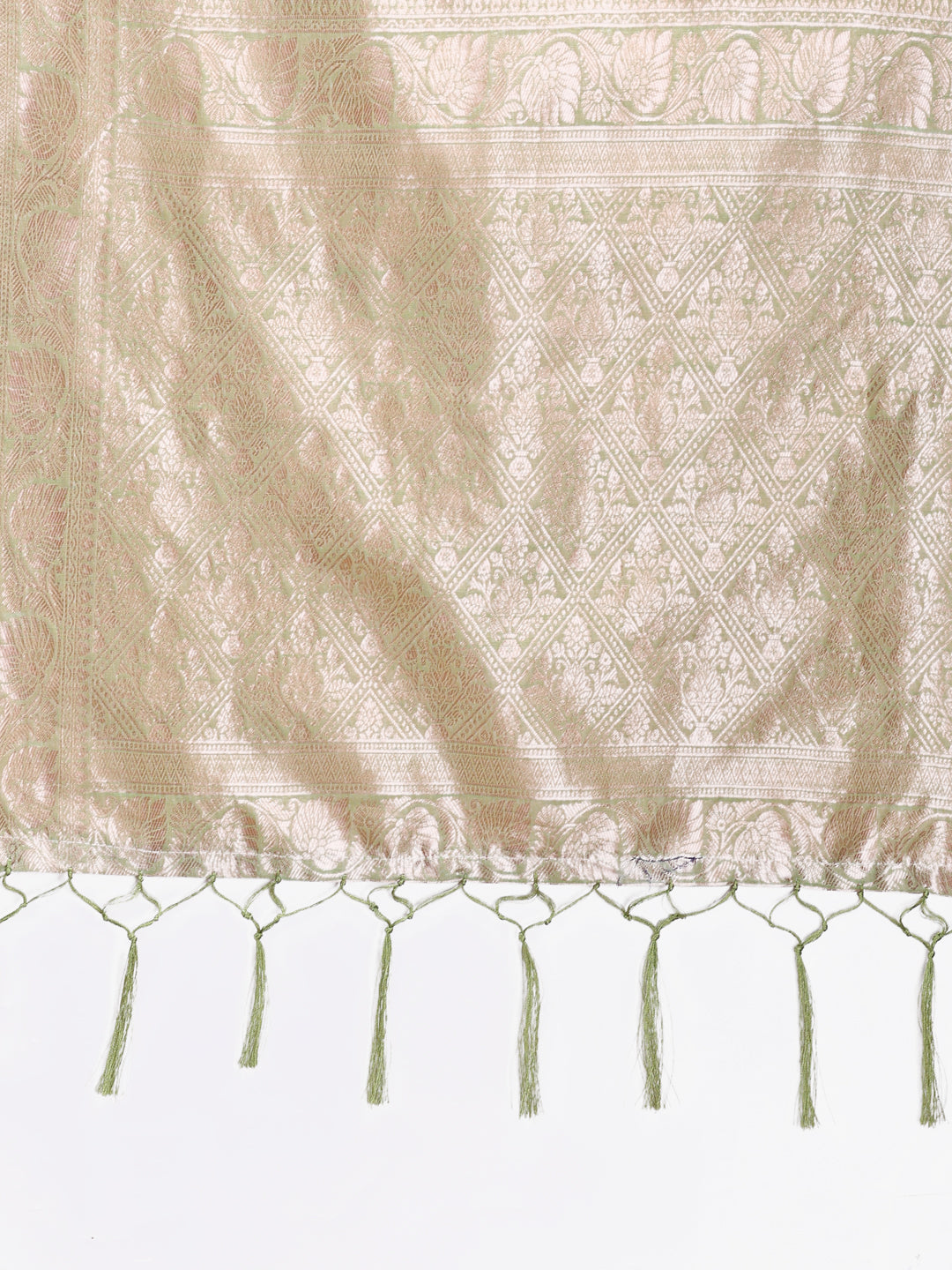 Astita Elegant Light Green Linen Cotton Saree for Women – Soft Lightweight Saree with Subtle Self-Weave & Tassel Pallu