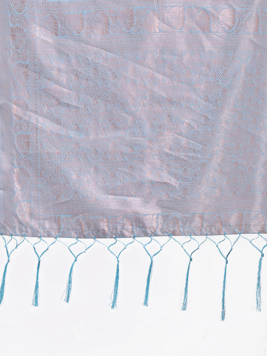 Astita Elegant Sky Blue Linen Cotton Saree for Women – Soft Lightweight Saree with Subtle Self-Weave & Tassel Pallu