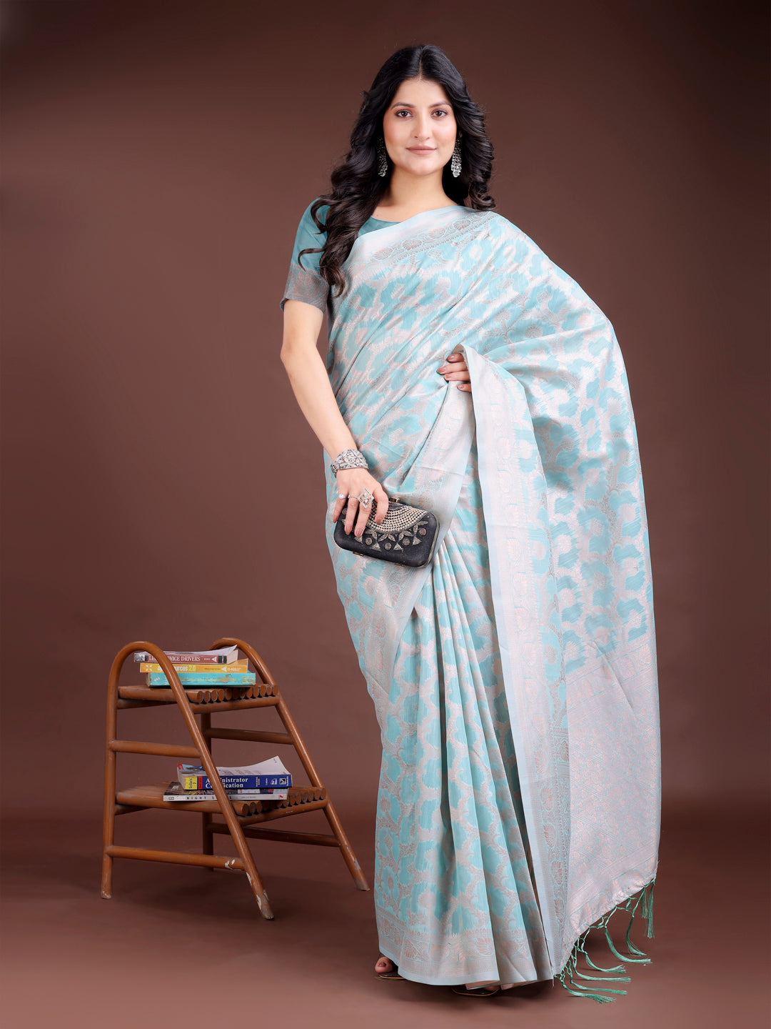 Astita Elegant Sea Green Linen Cotton Saree for Women – Soft Lightweight Saree with Subtle Self-Weave & Tassel Pallu