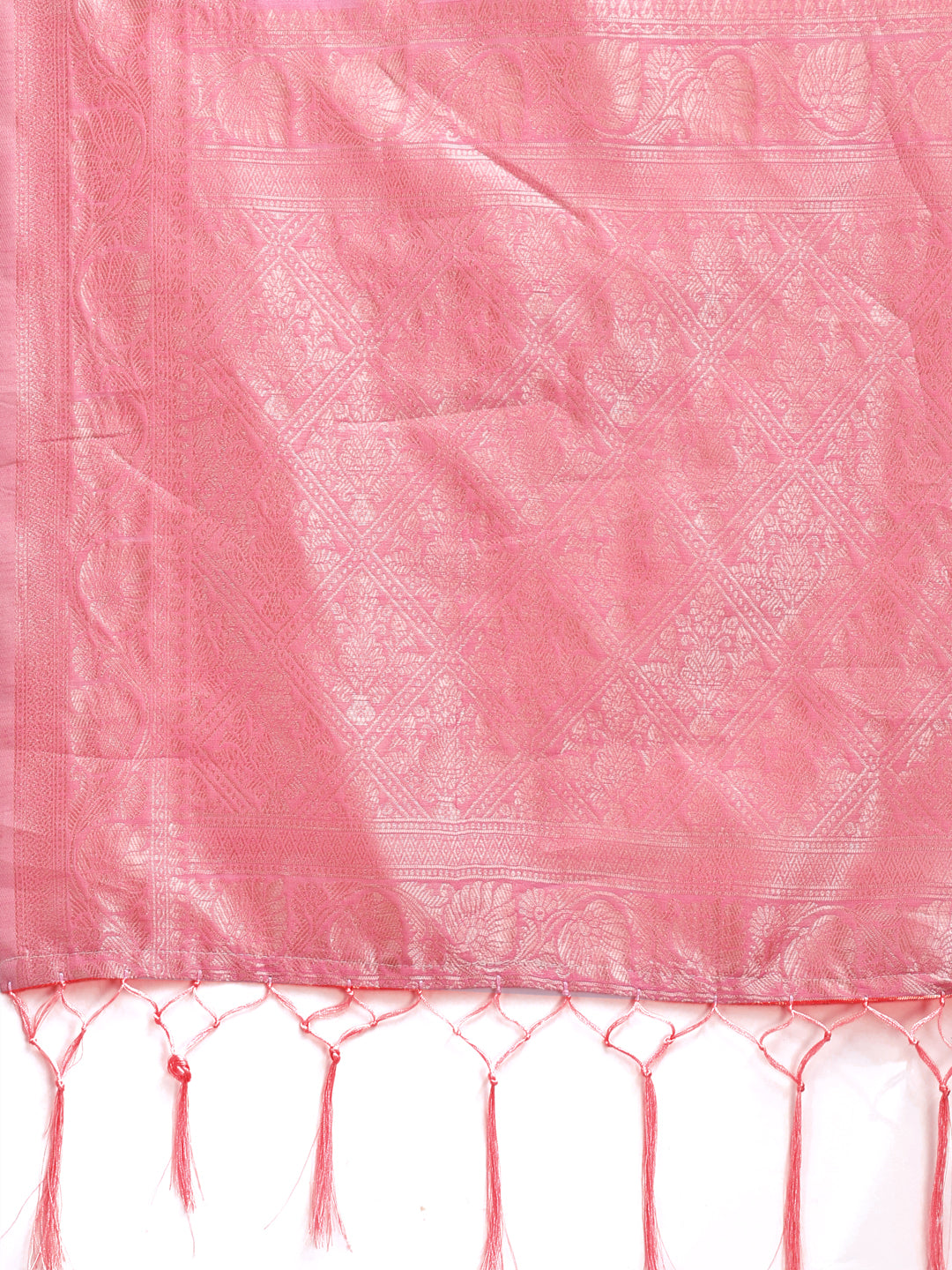 Astita Elegant Pink Linen Cotton Saree for Women – Soft Lightweight Saree with Subtle Self-Weave & Tassel Pallu
