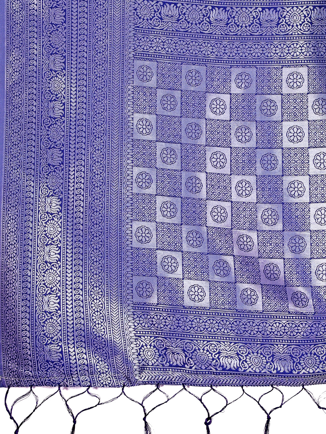 Astita Vibrant Sky Blue & Blue Lichi Silk Saree with Rich Woven Border and Contrast Blouse – Festive & Wedding Wear
