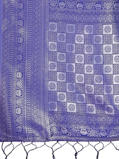Astita Vibrant Sky Blue & Blue Lichi Silk Saree with Rich Woven Border and Contrast Blouse – Festive & Wedding Wear