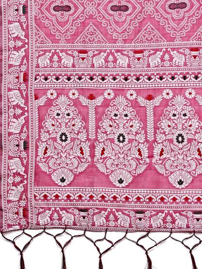 Graceful Pink Printed Saree – A Symphony of Culture and Feminine Charm