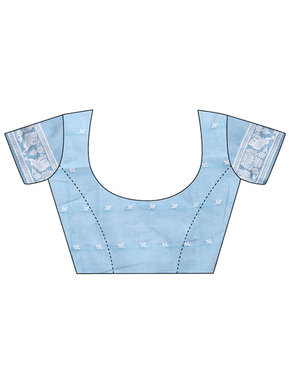 Graceful Sky Blue Printed Saree – A Symphony of Culture and Feminine Charm