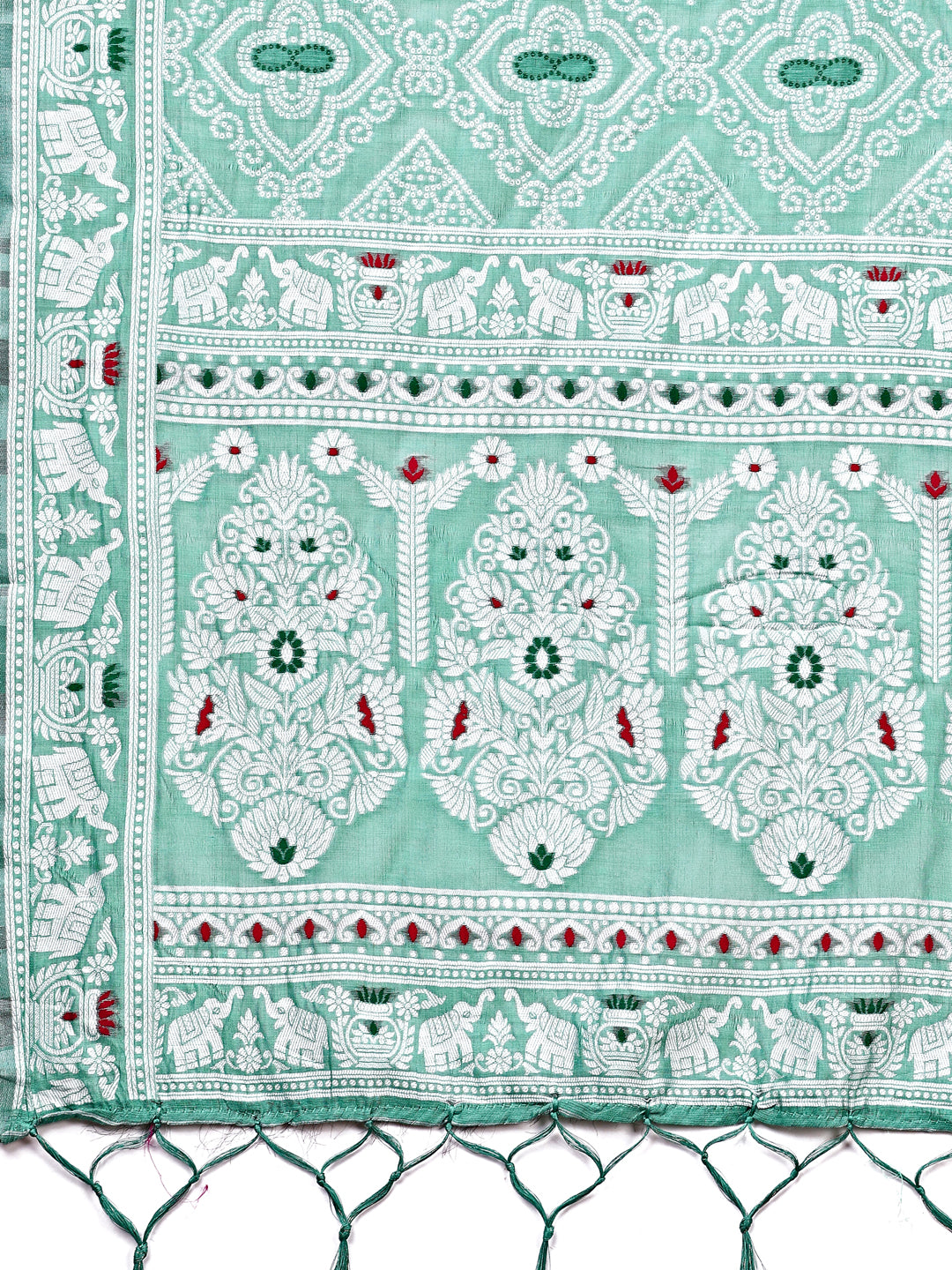 Graceful Sea Green Printed Saree – A Symphony of Culture and Feminine Charm