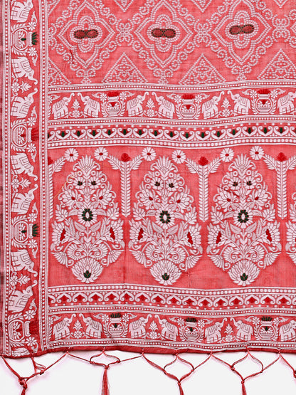 Graceful Peach Printed Saree – A Symphony of Culture and Feminine Charm