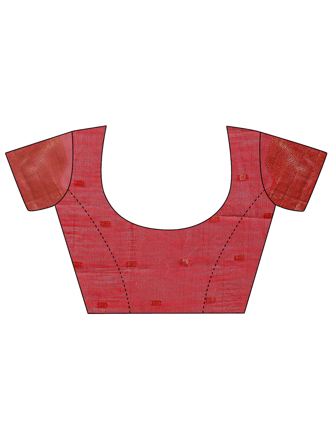 Astita Red Linen Cotton Saree with Woven Geometric Zari Motifs – Elegant Festive Wear for Women