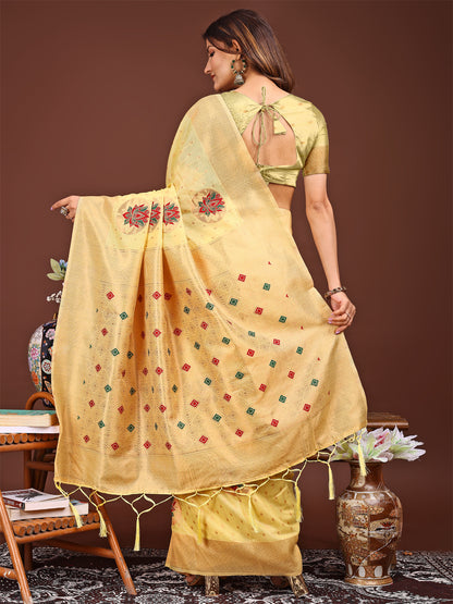 Astita Elegant Yellow Woven Work Saree – A Whiff of Tradition Wrapped in Grace