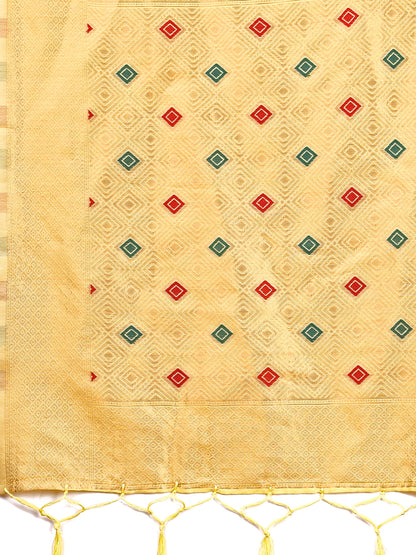 Astita Elegant Yellow Woven Work Saree – A Whiff of Tradition Wrapped in Grace