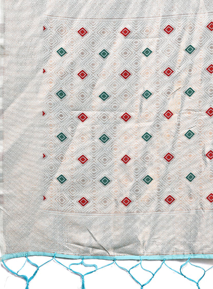Astita Elegant Sky Blue Woven Work Saree – A Whiff of Tradition Wrapped in Grace