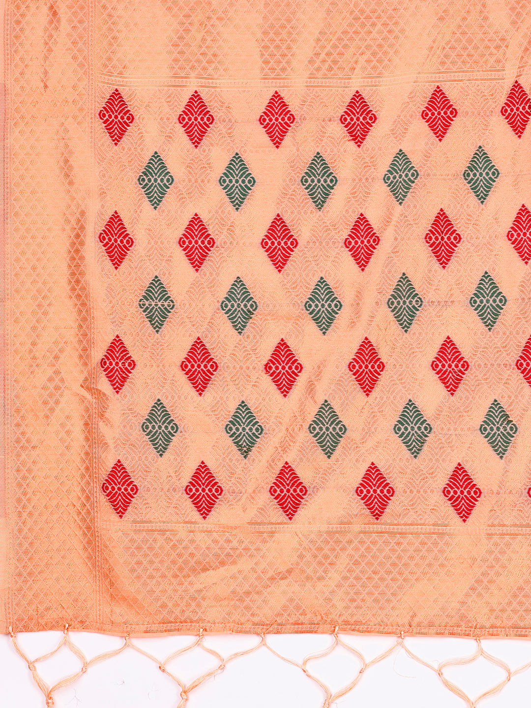 Astita Orange Jaquard Saree with Tassels – Radiate Soft Elegance and Timeless Beauty